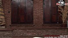 Spanish Blonde College Teen Pickup for Skinny Double Anal Gangbang on Street