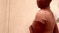 wanna see this black girl flash her chocolate ass in the bathroom?