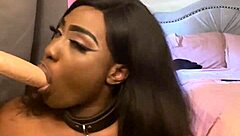 fuck yes submissive ebony lexo butterfly sucks spits on that huge black cock!