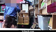 I caught that shoplifter teen now fucking her hard in my private office