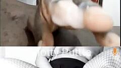 watch this hot latina milf's shaved pussy take massive cum tribute