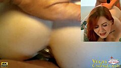 Redhead newbie chained in vegas takes pov assfuck deepthroat orgasm
