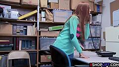 Redhead Shoplifting Teen's Big Tits Ass Pounded Rough by Mall Cop Monster Cock in Garage Office