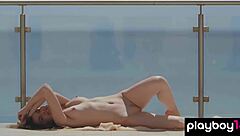 kate chromia confident ukrainian teen slowly strips naked on balcony