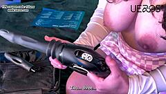 Boyfriend Pounds Girlfriend with Ueros Sex Machine Till Trembling