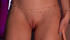 oh man shes teasin me with her shaved tight pussy braces n curvy tall body strippin slow...