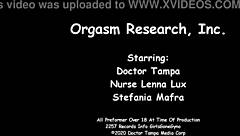 Stefania Mafra in Orgasm Research Inc hospital nurse latex gloves toys vibrator screaming orgasms close-up