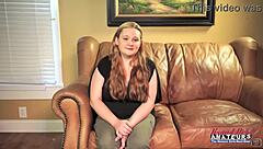 Curvy redhead coed masturbates rims then bends for pov pussy doggystyle cumshot