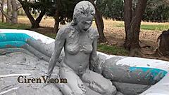you wanna see ciren v messy clay sploshing kinky tattoo pool fun?