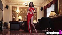 li moon slips off her dress posing as petite asian natural beauty