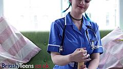 Blue haired nurse, your cock throbs as I stroke it in this hot appointment!!