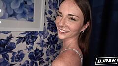 tess thompson's freckled face takes a massive facial after sloppy deepthroat