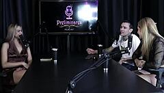 hot blonde yasmin pariz strips sheer red lingerie and sucks cock