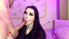 wanna watch this skinny teen slut ride huge cock with sloppy deepthroat and rough doggystyle?