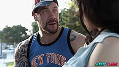 muscular stud bends busty spanish student over for juicy pussy pounding