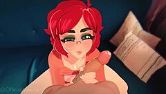 redhead gives sloppy blowjob in maxine cartoon animation
