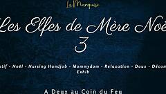 I'm the french elf nurse stroking santa's cock with my milky tits in part 3