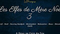 I'm the french elf nurse stroking santa's cock with my milky tits in part 3