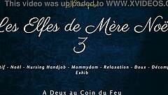 I'm the french elf nurse stroking santa's cock with my milky tits in part 3