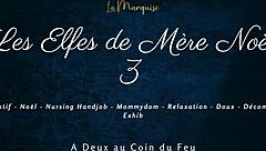 I'm the french elf nurse stroking santa's cock with my milky tits in part 3