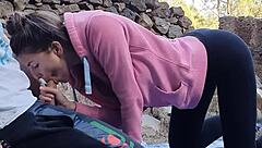 outdoor pounding this hot 18yo brunette teen's tight pussy doggystyle cowgirl cumshot