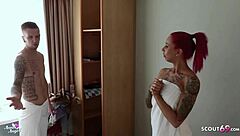 Skinny redhead teen tricked into monster cock massage fuck