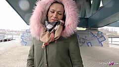 German scout picks up hot 18yo Berlin teen from street for rough outdoor fuck and facial