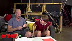 My girlfriend Nataly Porkman begs teacher to spank her then ride his monster cock hard