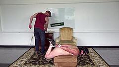 Mature Milf Housewife Bound with Anal Hook Buttplug and Harness Gag Backstage