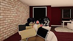 Big black cocks dominate big asses in wild Roblox threesome pounding