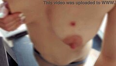 hey, this hairy 18+ teen strips sexy by the window, risky doggy fuck shows off her cute milky tits