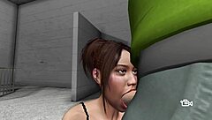 Asian temptress gives suggestive blowjob ending in cumshot