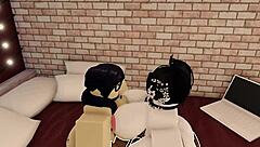 Big black cocks dominate big asses in wild Roblox threesome pounding