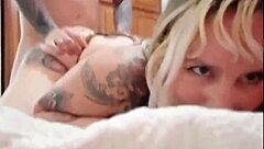 hot blonde takes blowjob ride then begs for cumshot in mouth after intense pounding