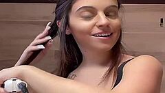 How do massive braless tits bounce in that tight tanktop?