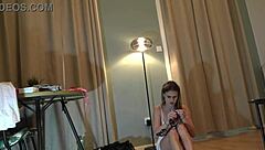 sexy college girl arrives for CASTING changes clothes into dress shows her outfit and legs