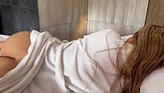 Stepmom lures stepson to new house for intense ass pounding creampie finish.