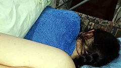 Girlfriend asleep next to me but i'm stroking neighbor's cock risking it all?