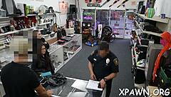 Darling couple shares passionate encounter in the shop secretly