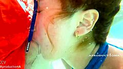 damn marina gold chokes on cock then squirts on beach 🌊🍆💦