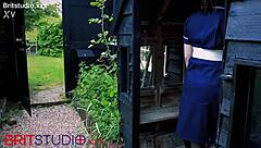 naughty british nurse demonstrates condom wank on banana then your cock