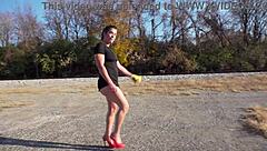 Completely Bottomless Big Ass Milf Flashes Walking Public Docks