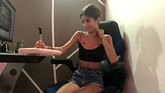 Skinny latina college goddess begs for my huge cock domination wrestling her tight pussy in lingerie