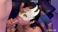 swinger couple tests cuckold as latina wife deepthroats huge cock single