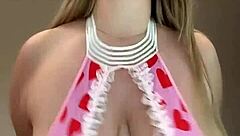 a playful milf with huge natural milks in sexy rabbit costume craves your mouth on nipples