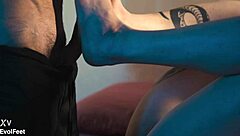 blonde latina goddess chokes slave deepthroat licks feet toes