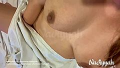 that horny arab wife fingers her hairy slit flashing big naturals on cam