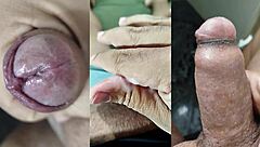 best cumshots and jerks on my small foreskin cock while gf masturbates her wet pussy and tits part 5 😩💦🍆