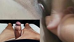 best cumshots and jerks on my small foreskin cock while gf masturbates her wet pussy and tits part 5 😩💦🍆