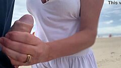 Busty milf stranger jerked my cock till i exploded publicly!